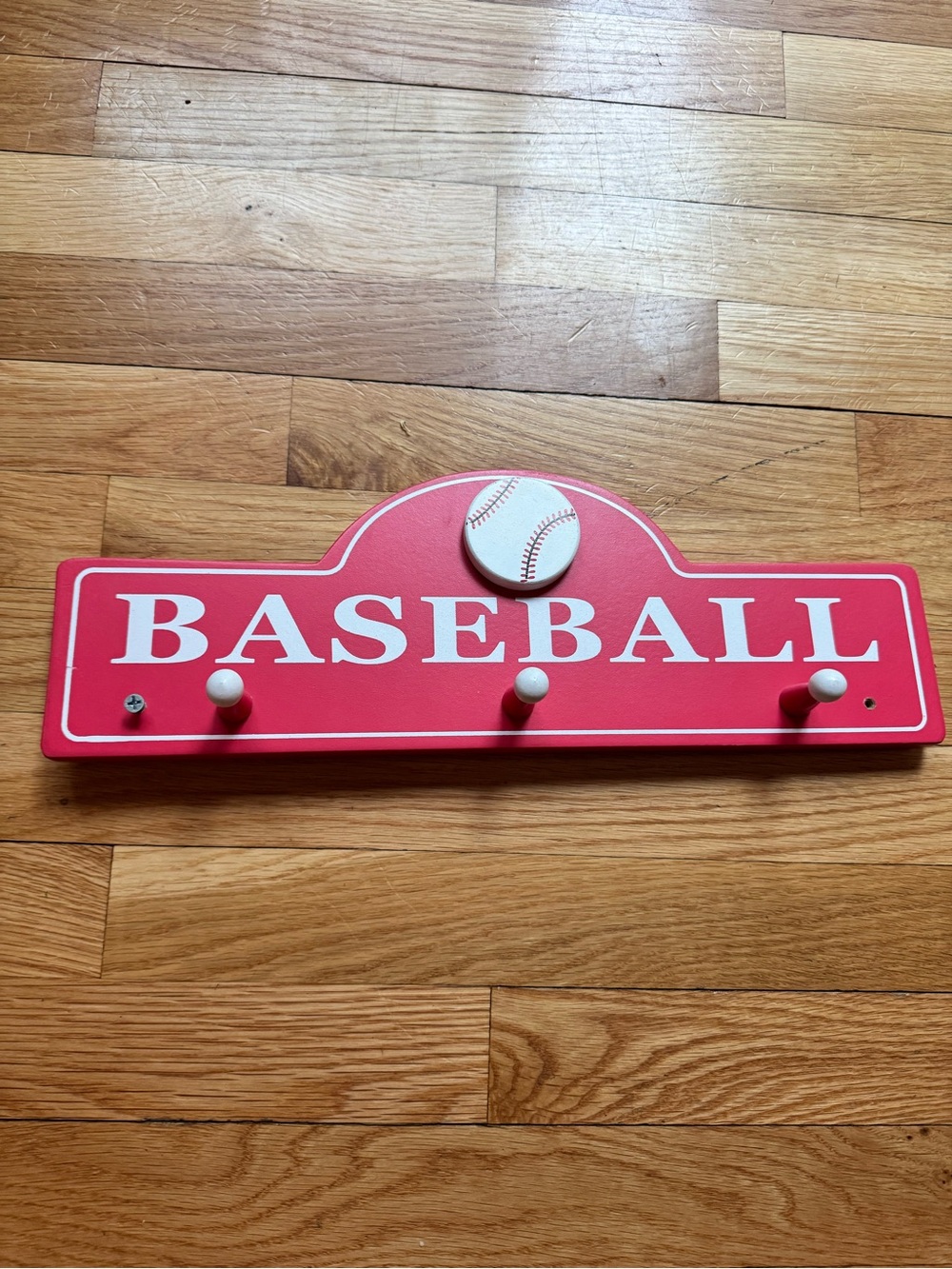 Baseball Wall Hook Rack - Red